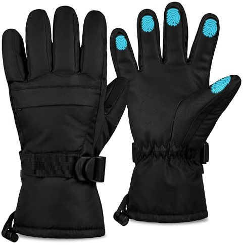 CityComfort Ski Handschuhe Damen, Touchscreen Thermo Handschuhe Damen & Teenager Fleece-Futter Wasserdicht Winddicht Geschenke für Frauen (Schwarz)