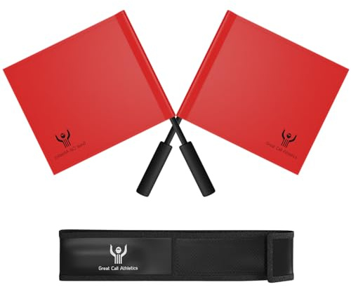 Great Call Athletics | Volleyball Pro Red Flag Set With Case | Referee 2 Pieces Line Judge Linesman Soccer Track Official