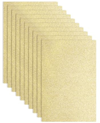 sourcing map 10 Pack Light Gold Glitters Foam Sheets, 8 x 12 Inch Sparkle EVA Foam Sheets Thin Foam Paper for Crafting, DIY Project, Classroom, Scrapbooking (1.5mm Thick)