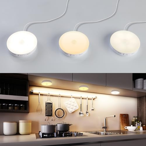 Homelist LED bajo mueble para cocina con sensor de movimiento, 7,5 W LED vitrina con mando a distancia, 3 temperaturas de color, iluminación armario ideal para cocina, dormitorio, sala y pasillo