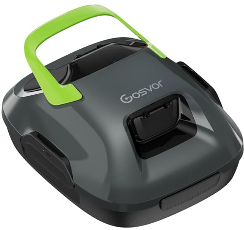 Gosvor (Nuovo 2026 Robot limpiafondos Piscina Sin Cables - Autonomía 90 Min, Autoestacionamiento,para Piscinas hasta 80m², Filtro 180 Micras, Limpiafondos Automático Inalámbrico,Gris Verdoso
