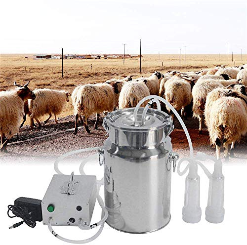 Bärbar automatisk getmjölkningsmaskin, uppladdningsbart batteri milker med 7 L behållare, pulsering vakuumpump mjölkutrustning