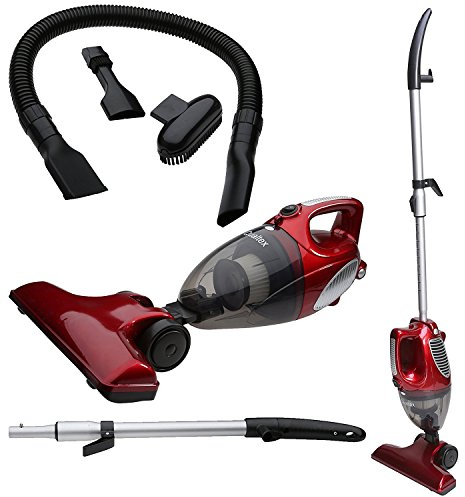 Qualtex 2 in 1 Upright & HandHeld Bagless Compact Lightweight Vacuum Cleaner Hepa Multi Use Hoover In Hot Red