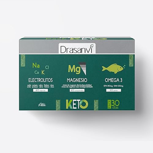 PACK KETO ELECTROLITOS 60 CAPSULAS + MAGNESIO 60 COMPRIMIDOS + OMEGA 3 30 PERLAS DRASANVI