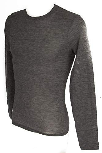 RAGNO Maglia Intima Uomo Camiciola Canottiera Girocollo Manica Lunga Wool & Silk WSK Articolo 60159Q Lana e Seta, 135M Grigio Melange, 5-Quinta (EU L - F 4 - USA M - GB 36)