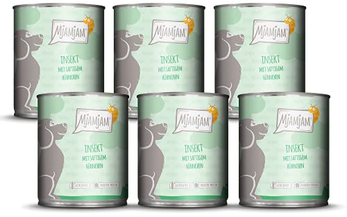 MjAMjAM - Premium Nassfutter für Hunde - Insekt mit saftigem Hühnchen, 6er Pack (6 x 800 g), getreidefrei mit Insektenprotein