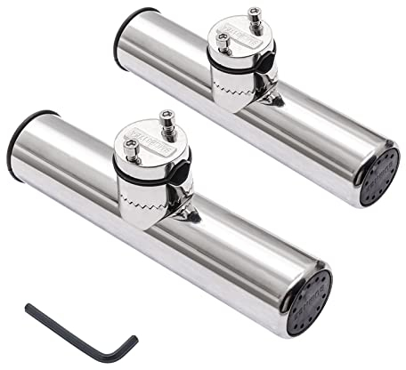 Geloo 2 Stück Angelrutenhalter aus Edelstahl 360 Grad zur Befestigung auf Schienen 18mm-26mm
