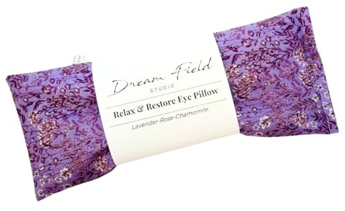 Dream Field Studio Organic Lavender Eye Pillow, Flaxseed Fill, Chamomile Rose Blend, Aromatherapy Eye Mask - Wisteria Garden