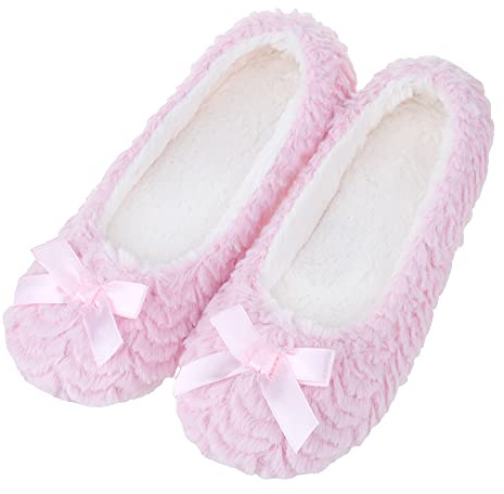 MIXIN Ballerines Chaussons maison pour femmes Mousse à Mémoire Pantoufles Rose 39