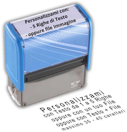 Timbro Personalizzato TimbriMio | Timbri Personalizzati fino a 5 Righe Autoinchiostrante | Timbro Personalizzabile con Testo o Logo – Inchiostro Nero Incluso