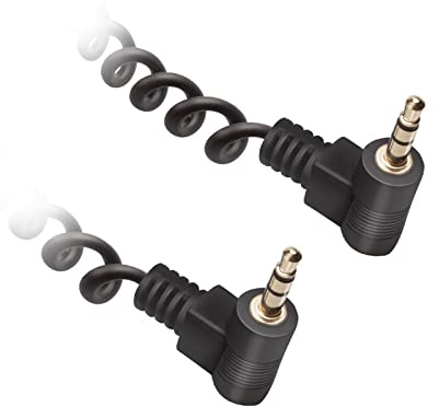 Ekon cavo jack 3.5mm a spirale, connettori a 90°, cavo AUX, 0.75 metri, maschio maschio, per stereo, laptop, cuffie, mp3, iPod, smartphone, tablet, radio, autoradio
