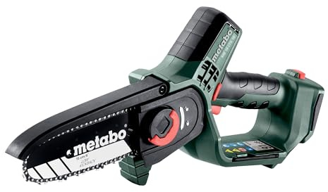 Metabo batteridriven grensåg (trädsåg utan batteri, kompakt motorsåg 15 cm, med metaBox, trädgårdssåg) – 600856840
