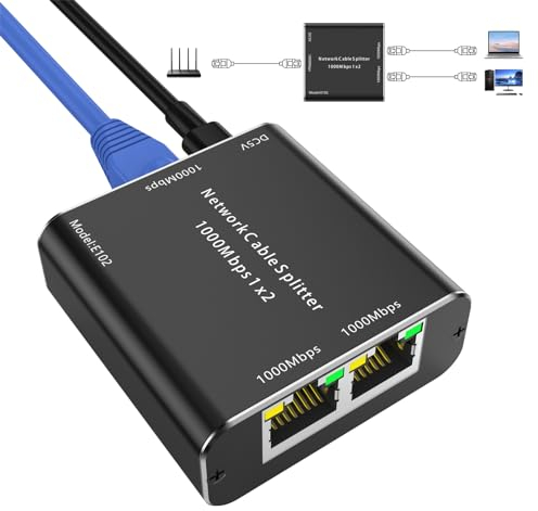 Divisor de red LAN 1 a 2, 1000 Mbps RJ45, 2 puertos Ethernet, RJ45 Gigabit Switch CAT5 CAT5E CAT6 CAT7 para PC, portátil, hub, conmutador, router, set top box, TV digital