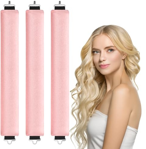 LOPHE Senza Calore Bigodini, Hair Curler Bigodini per Capelli Lunghi e Medi da 3 Pz, Bigodino di Capelli Bigodino Pigro Set Adatto per Dormire, Strumento per Lo Styling Dei Fai-Da-Te(Rosa)