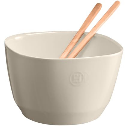 Emile Henry Grand Saladier Céramique, 5,5L, Beige Argile
