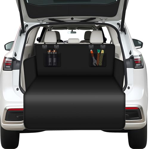 Alfheim Protection Imperméable et Anti-Dérapante pour Coffre de Voiture-Tapis Universel pour Chiens, Adapté aux Voitures et SUV,Facile à Nettoyer,Avec Poches en Filet et Protection de Pare-Chocs(Noir)
