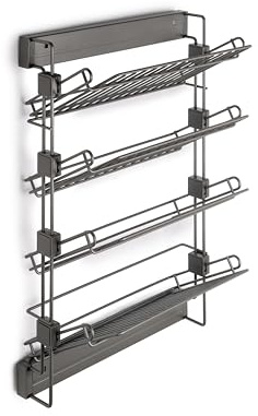 Emuca - Pull-out side shoe rack for closets and walk-in closets Quartz, Left, Steel, Titanium