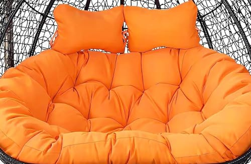 Coussin de chaise suspendue en forme d'œuf double avec 2 appuie-tête, coussin de remplacement pour hamac à bascule en rotin de jardin, imperméable, pour 2 places, pour chaise en panier suspendu