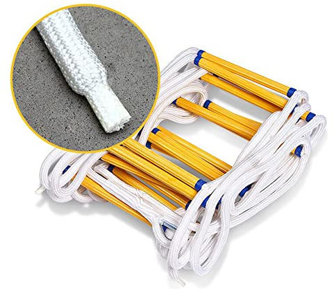 SBCGFY Escalera de Escape de Emergencia en Caso de Incendio con Ganchos, Escalera de Cuerda para niños y Adultos, Escalera de evacuación compacta y Ligera, Escape de v(Silver 12M/39Ft)