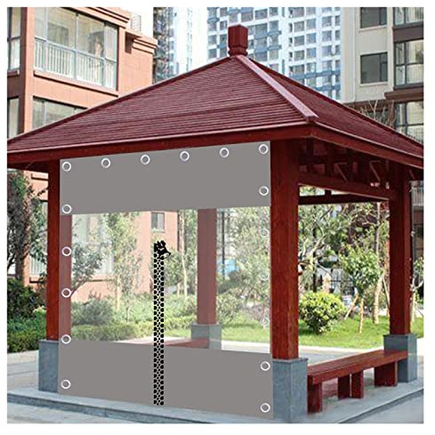 BUJNIE Pannelli Laterali con Occhielli Telo Antipioggia per Carport, Padiglioni, Magazzino, Tenda Divisoria, Tende Trasparenti per Esterno con Cerniera, Ganci (8.2x9.84ft/2.5x3m)