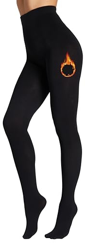 Seidiva Collant Polaire Femme Hiver Chaud, Collant Thermique Femme Taille Haute, Ultra-doux et Confortable, Noir L-XL