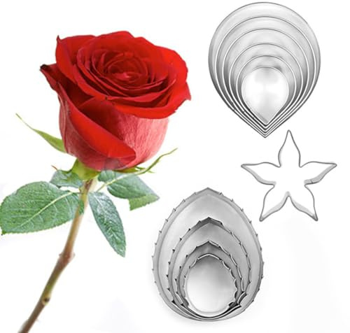 DECOMELODY Set 12 Pezzi Stampi per Biscotti in Acciaio Inox Taglierine per Fondente a Forma di Petalo Utensili per Dolci Fai da Te per Cucina e Decorazione Dolci