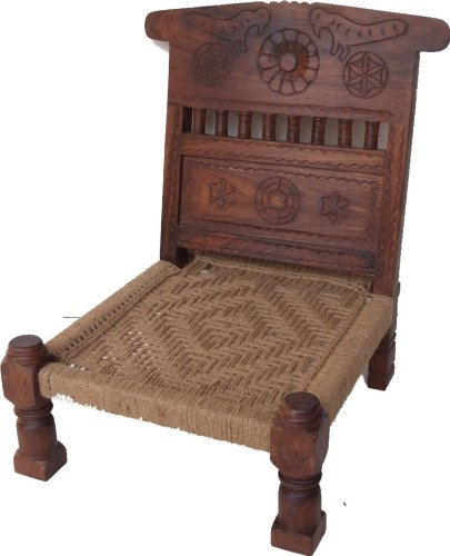 GURU SHOP Rajasthan Stuhl - Modell 13, Braun, 78x58x48 cm, Sitzmöbel