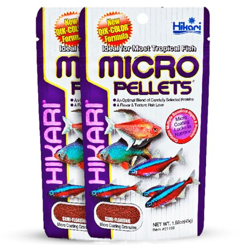 Hikari Tropical Micro Pellets for Tetras, Barbs, and Other Small-Mouthed Tropical Fish (1.58 Oz, Pack of 2) (2 Items)