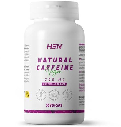 HSN Cafeína Natural 200mg | 30 Cápsulas Vegetales | Cafeína Anhidra de Efecto Inmediato | Procedente del Café verde (Coffea arabica) | Alta Concentración y Potencia | No-GMO, Vegano, Sin Gluten