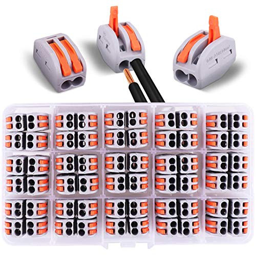 Pluworks 60 piezas conectores eléctricos con palanca de operación, 60 terminales de 2 vías