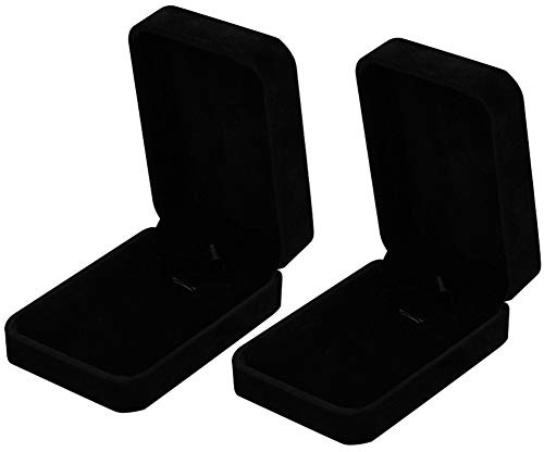 Zngou 2 PCS Necklace Box, Velvet Pendant Gift Box Long Chain Jewelry Display Boxes Black Necklace Case for Engagement Wedding Mothers Day Christmas Thanksgiving Birthday Women Girl Mom Gifts