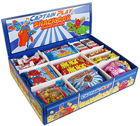 CAPTAIN PLAY | Snack Box Cinema Edition mit Schokoriegeln, süßen und salzigen Snacks | 2,2 kg Süßigkeiten Mix