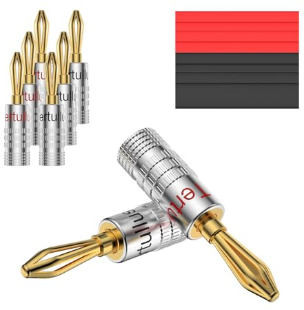 Tertullus 8 Stück bananenstecker 4mm vergoldet schraubbar hifi lautsprecher bananenstecker set Für Lautsprecherkabel