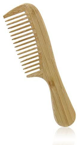 Peine de Dientes Anchos, Nature Peine de Bambú Peine Pelo Rizado Peine Puas Anchas Cabello Rizado Mujeres Hombres con Cabello Recto Rizado Grueso Ligero Y Peinado de Gancho (3mm Ancho de los dientes)