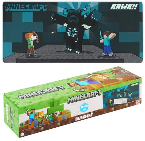 Minecraft Skrivbordsdyna för barn och tonåringar, halkfri skrivbordsmatta 80 x 35 cm – spelgåvor (blå)