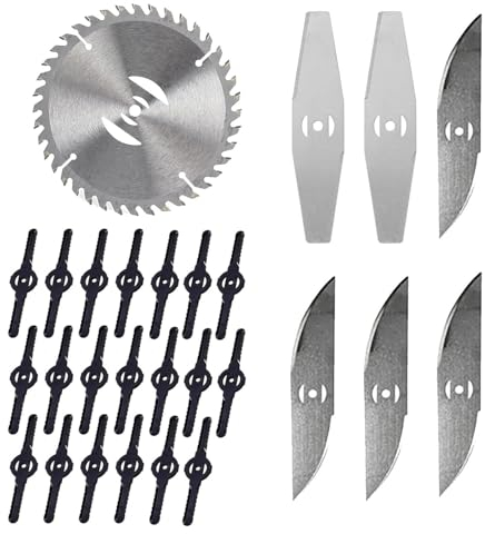 Cordless Electric Lot de 25 Lames Coupe Bordure sans Fil Lame en Métal,Coupe Bordure Lame De Rechange, Acier Lames de Tondeuse À Gazon en Acier avec Lames Tranchantes