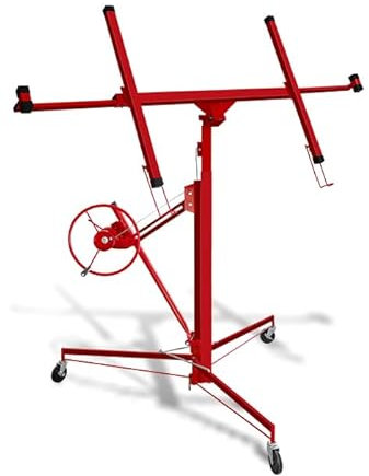 Vkechh XXL Plattenheber bis max 68 kg für Rigipsplatten, Höhe 140-350cm, max 290cm Lastarmbreite, 3 Räder mit Feststellbremse, Einfache Anpassung, Rot