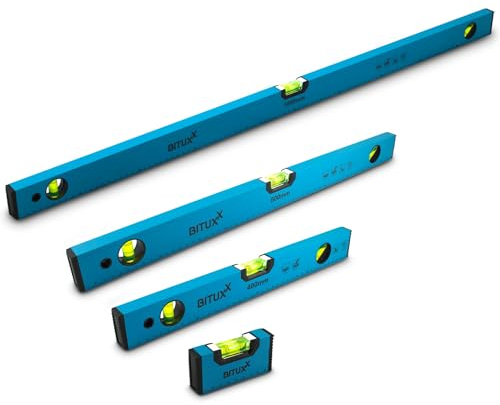 Bituxx Wasserwaagen Set magnetisch Magnetwasserwaage Wasserwage Richtwaage Messwaage Bauwaage 3 Libellen Aluminium 10/40 / 60 / 100cm