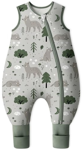 Yoofoss Saco de Dormir para Bébé con Pies Calcetines 2.5 TOG Algodón Todo el año Primavera Otoño Súper transpirable Dormir para Unisex 100 cm Niñas Niños 4-6 Años