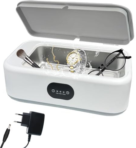 DONGKER Limpiador ultrasónico, dispositivo de limpieza ultrasónica de 49 kHz, limpiador sónico de 640 ml con 3 modos de limpieza, es un buen cuidado para joyas, relojes, gafas, etc.