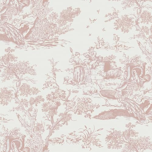 Yomshi självhäftande tapet rosa 41 cm × 10 m vinyl möbelfolie djur väggtapet vintage självhäftande vägg möbler dekorativ film för sovrum vardagsrum