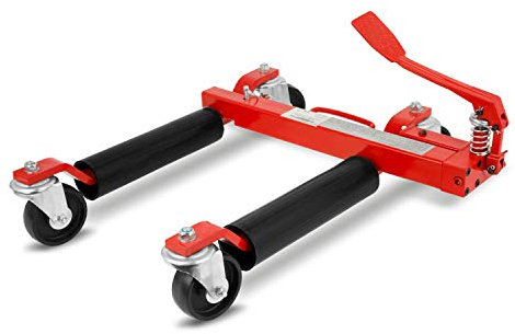 EBERTH Rangierhilfe hydraulisch, 680 kg Tragkraft, für max. Reifenbreite 300 mm, min. Spannweite 345 mm, max. Spannweite 630 mm, Rangierwagenheber, PKW-Rangierhilfe mit 4 Lenkrollen, Wagenheber