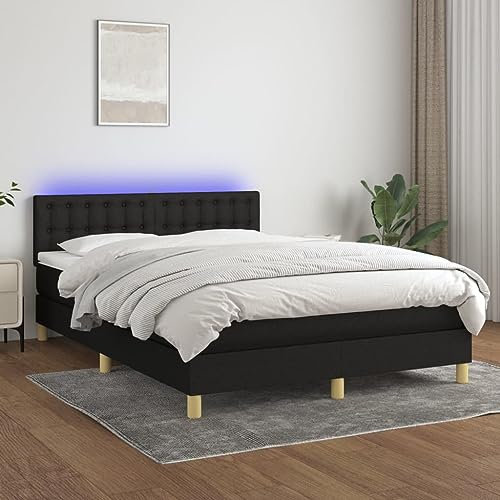 qohoio Boxspringbett mit Matratze & LED Bett Boxspringbett Bett Mit Matratze Polsterbett Schlafzimmer MöBel Schwarz 140x190 cm Stoff - 3134031