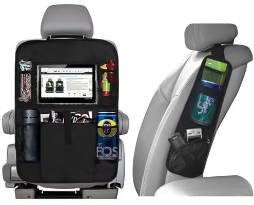 MIHURO Lot de 2 organisateurs de siège arrière et organiseur latéral de siège de voiture pour enfants - Nombreuses poches avec compartiment pour tablette - Protection de dossier pour la plupart des