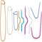 9Pcs Knitting Cable Needle Twist Curved Crooked Hand Knit Mixed Color Aluminum Yarn Stitch Holders for Sweater Tool