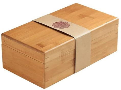 Förvaringslåda För Smycken Trä Te-blad Köksskåp Organizer För Present Hem Elders Heminredning 1st Bambu Present Box Tebehållare Förvaringsorganisatör För Smycken