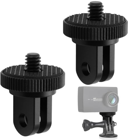 Adaptador Giratorio De 360° para Cámara De Acción (Paquete De 2), Soporte De Aluminio para Gopro De 1/4 De Pulgada, Adaptador De Rosca para Trípode Giratorio Negro, Compatible con Gopro