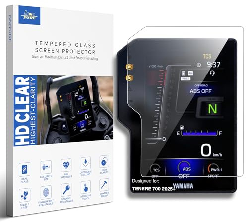 INNOSURE Pellicola protettiva in vetro temperato per Yamaha TENERE 700 (2025+), schermo da 6,3 pollici, resistente ai graffi/alle impronte digitali (HD trasparente)