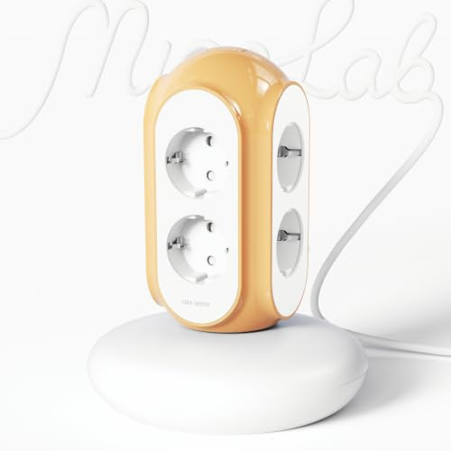 MiaoLab Tower Power Strip med 6 AC-uttag, 3680W/16A, 1420J Surge Protector, 479 g viktbas, 6,5 ft tung förlängningssladd, inbyggt överladdningsskydd, perfekt för kontor, sovrum och kök