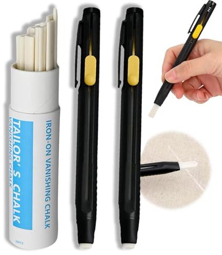 AuraBeen 2pcs Heat Erasable Pen for Fabric - Chalk Pens with 20 Replacement Refills, Tailors Chalk for Sewing, DIY Quilting Embroidery Fabric Marker